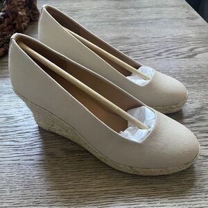 JCREW factory Canvas espadrille wedges in flax
